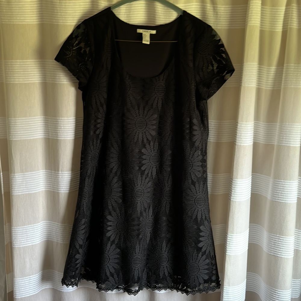 Forever 21 Dress Black Lace Shift Mini